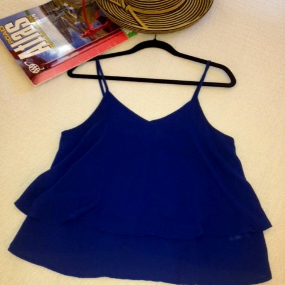 Navy Spaghetti Strap Cris Cross Back Top